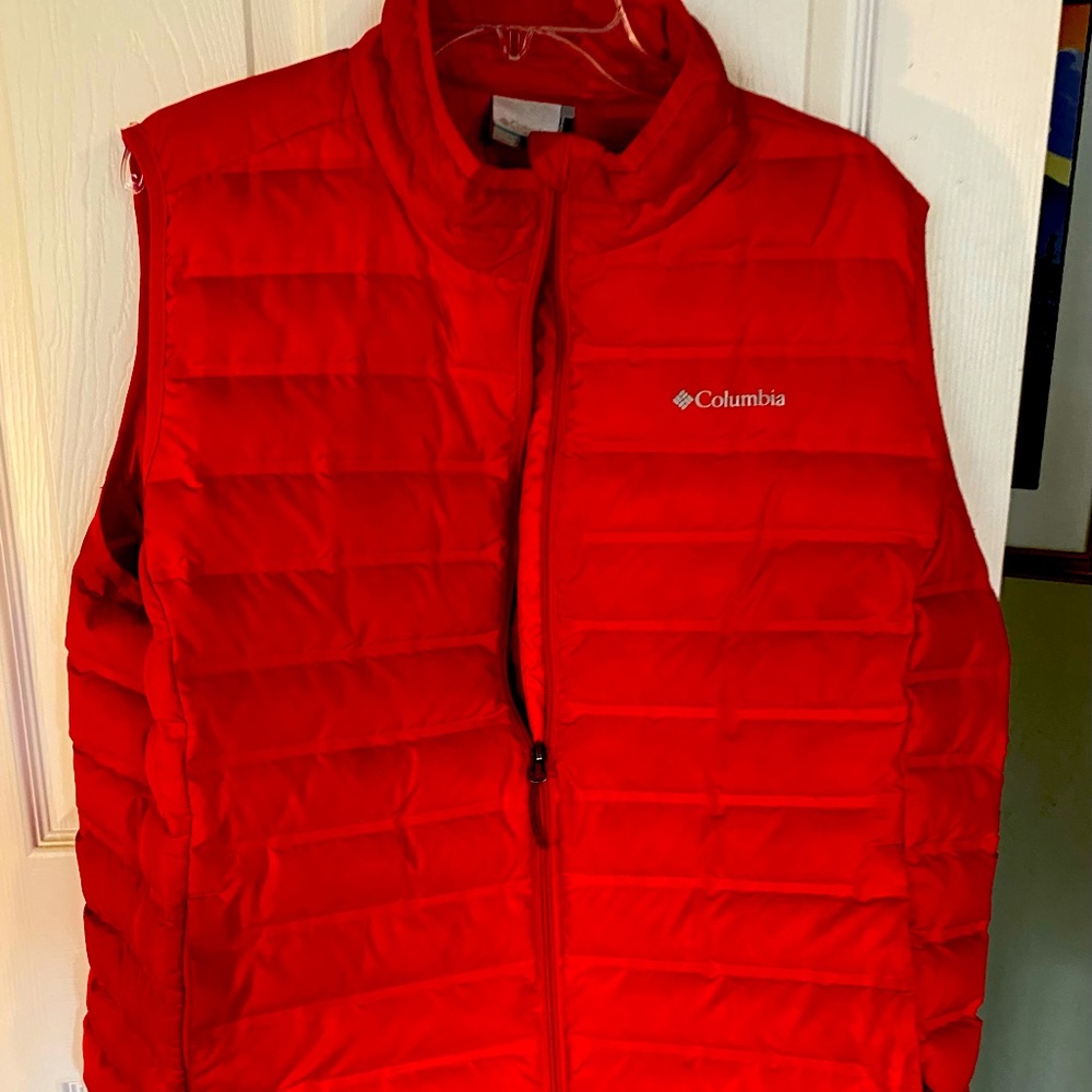 Red Columbia down vest